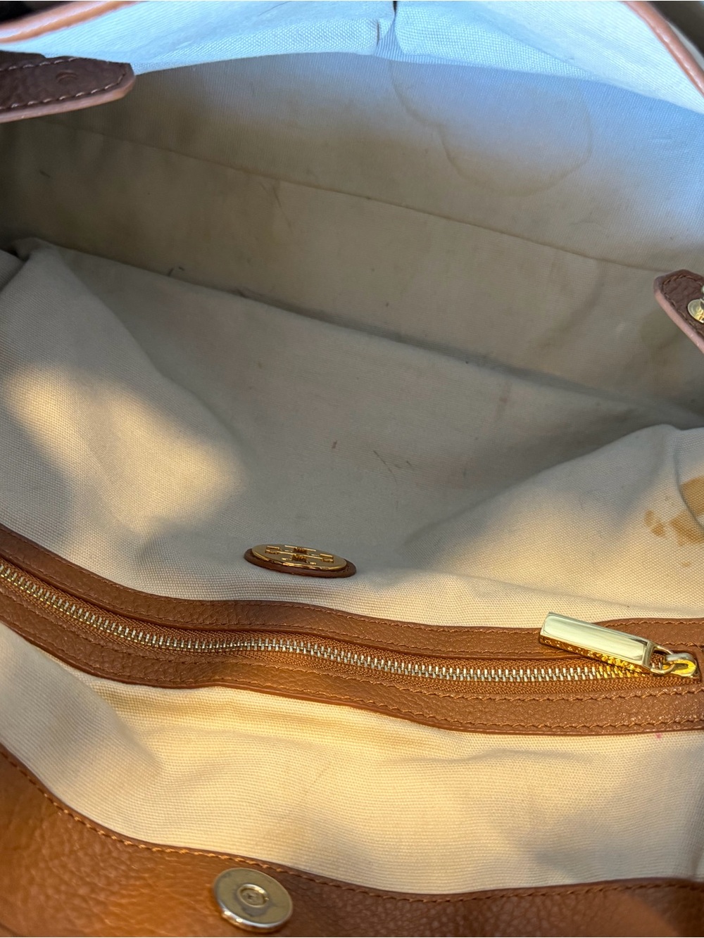 Tory Burch Brown Perforated Logo Leather Satchel - Picture 7 of 10